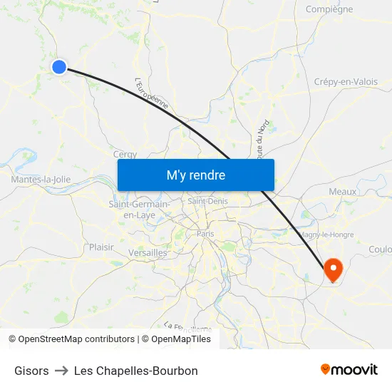 Gisors to Les Chapelles-Bourbon map
