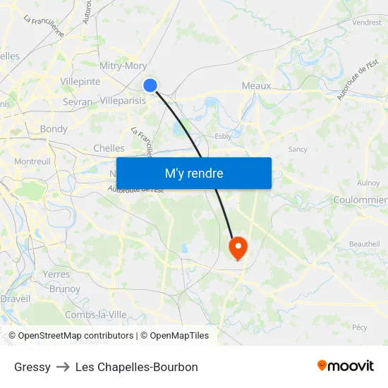 Gressy to Les Chapelles-Bourbon map