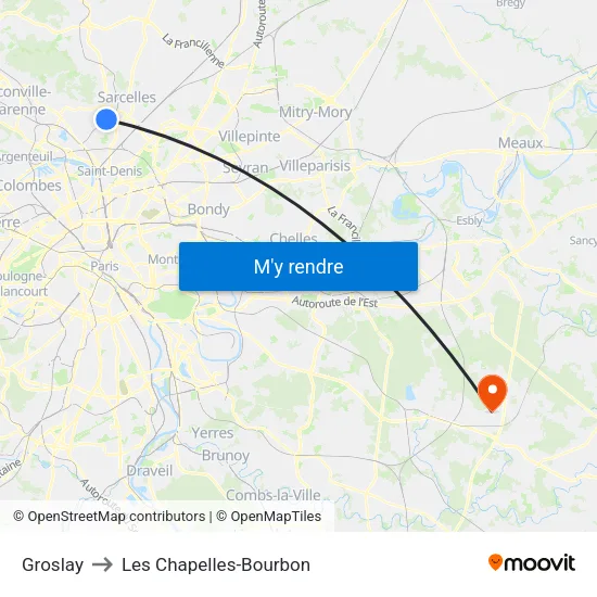 Groslay to Les Chapelles-Bourbon map