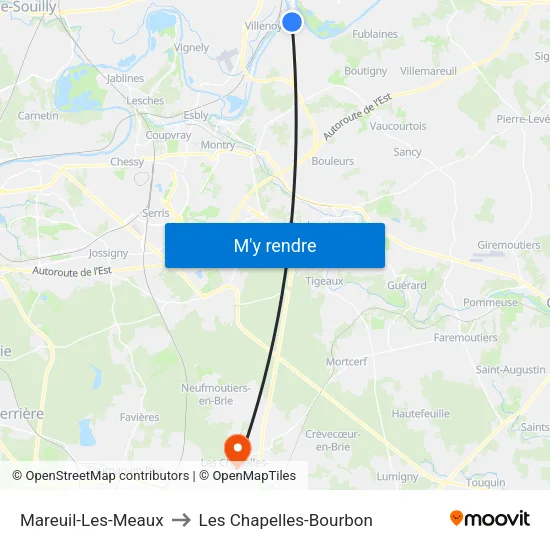 Mareuil-Les-Meaux to Les Chapelles-Bourbon map