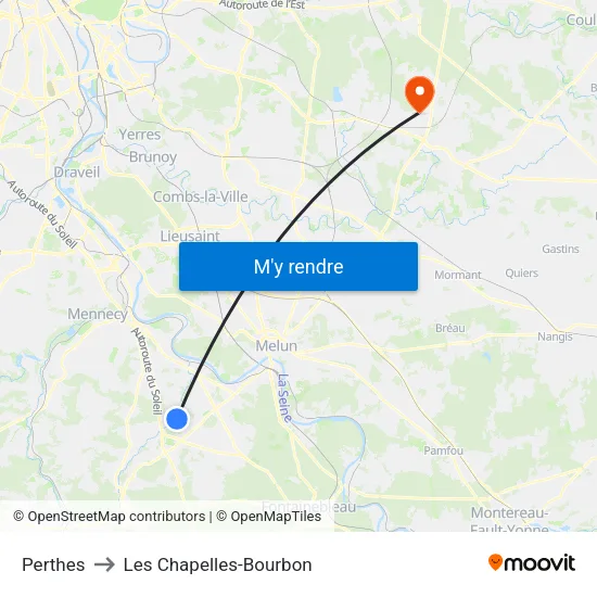 Perthes to Les Chapelles-Bourbon map