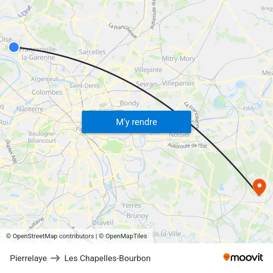 Pierrelaye to Les Chapelles-Bourbon map