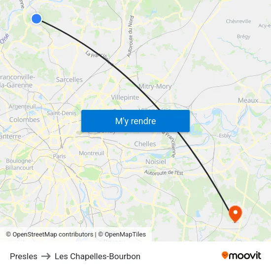 Presles to Les Chapelles-Bourbon map