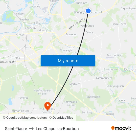 Saint-Fiacre to Les Chapelles-Bourbon map