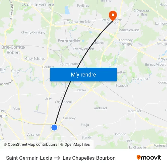 Saint-Germain-Laxis to Les Chapelles-Bourbon map
