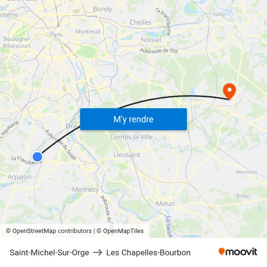 Saint-Michel-Sur-Orge to Les Chapelles-Bourbon map