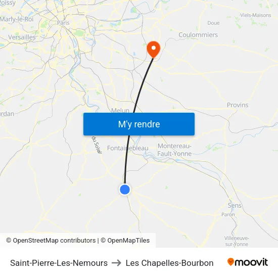 Saint-Pierre-Les-Nemours to Les Chapelles-Bourbon map