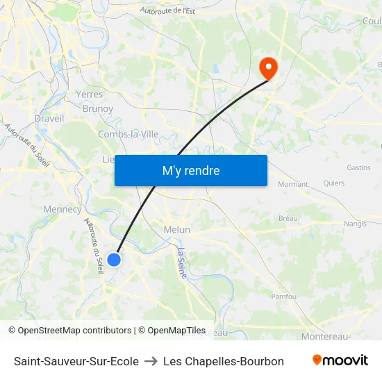 Saint-Sauveur-Sur-Ecole to Les Chapelles-Bourbon map