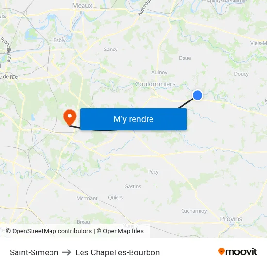 Saint-Simeon to Les Chapelles-Bourbon map