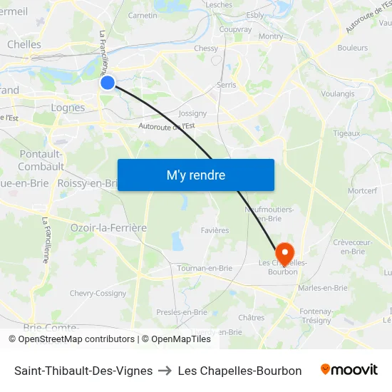 Saint-Thibault-Des-Vignes to Les Chapelles-Bourbon map