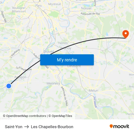 Saint-Yon to Les Chapelles-Bourbon map