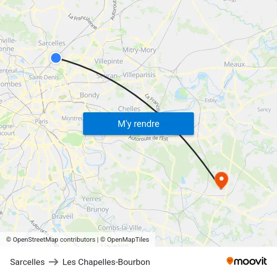 Sarcelles to Les Chapelles-Bourbon map