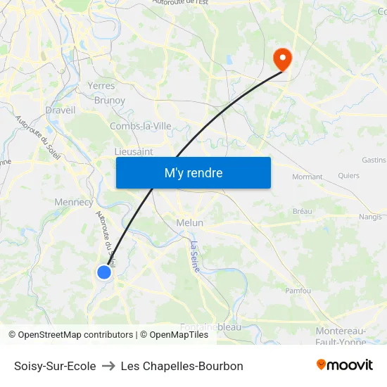 Soisy-Sur-Ecole to Les Chapelles-Bourbon map