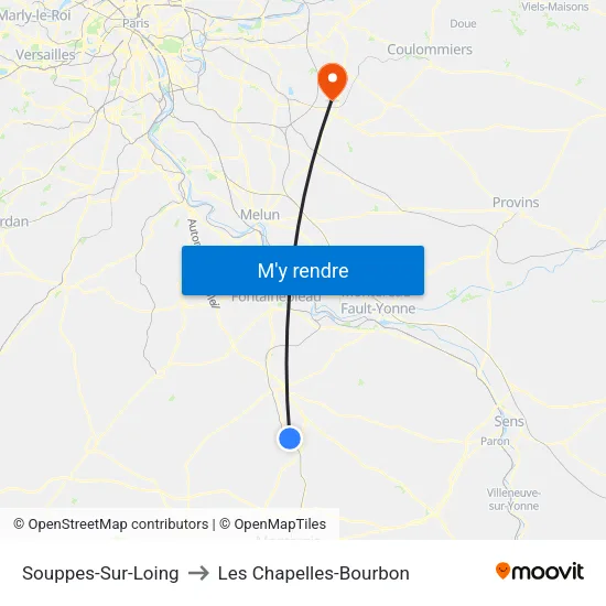 Souppes-Sur-Loing to Les Chapelles-Bourbon map