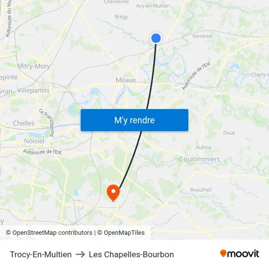 Trocy-En-Multien to Les Chapelles-Bourbon map