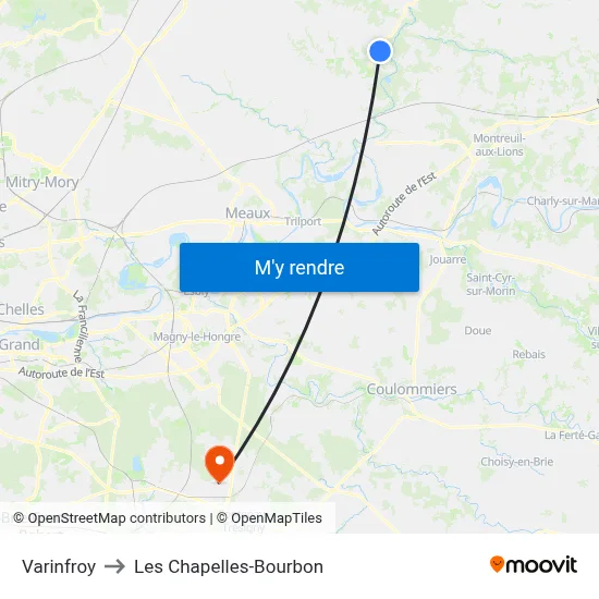 Varinfroy to Les Chapelles-Bourbon map