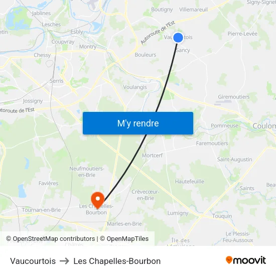 Vaucourtois to Les Chapelles-Bourbon map