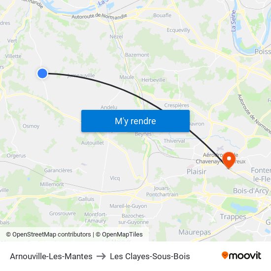 Arnouville-Les-Mantes to Les Clayes-Sous-Bois map