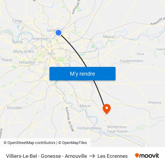 Villiers-Le-Bel - Gonesse - Arnouville to Les Ecrennes map