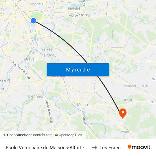 École Vétérinaire de Maisons-Alfort - Métro to Les Ecrennes map
