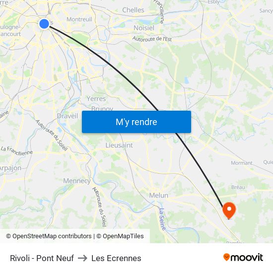 Rivoli - Pont Neuf to Les Ecrennes map