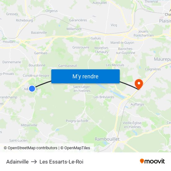 Adainville to Les Essarts-Le-Roi map