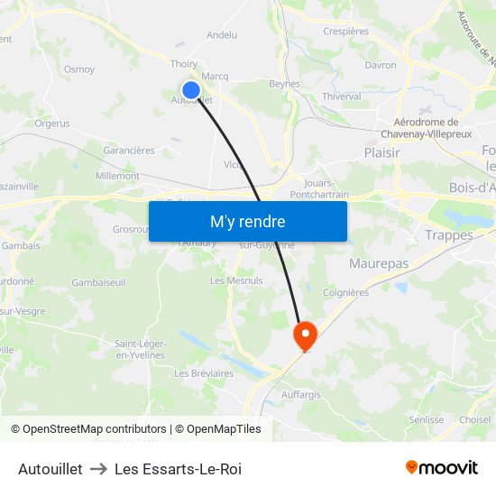 Autouillet to Les Essarts-Le-Roi map
