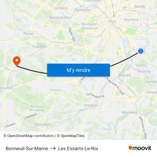 Bonneuil-Sur-Marne to Les Essarts-Le-Roi map