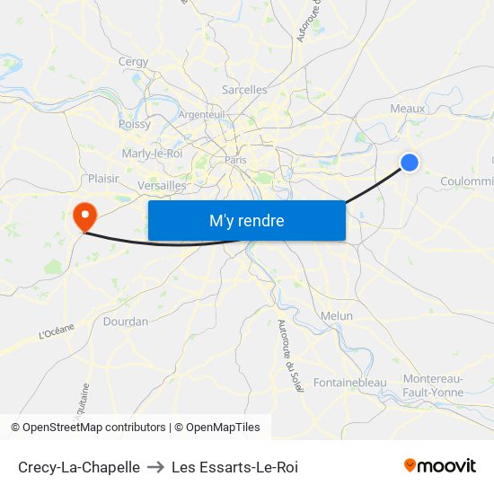 Crecy-La-Chapelle to Les Essarts-Le-Roi map