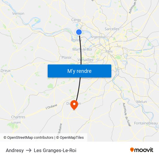 Andresy to Les Granges-Le-Roi map