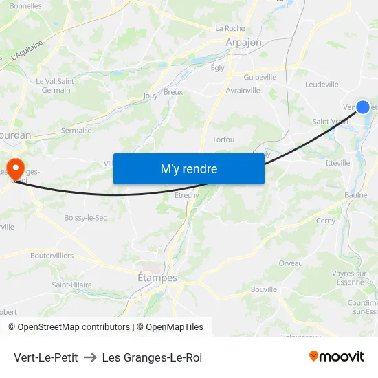 Vert-Le-Petit to Les Granges-Le-Roi map