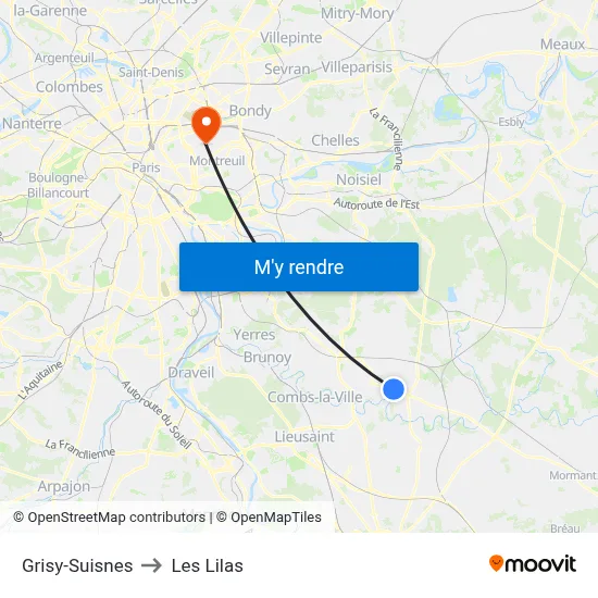 Grisy-Suisnes to Les Lilas map