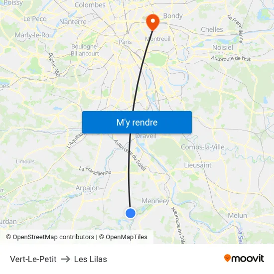 Vert-Le-Petit to Les Lilas map