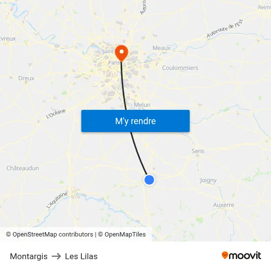 Montargis to Les Lilas map