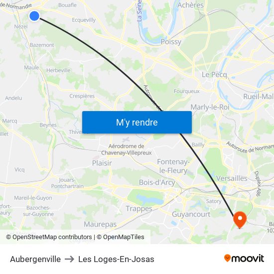 Aubergenville to Les Loges-En-Josas map