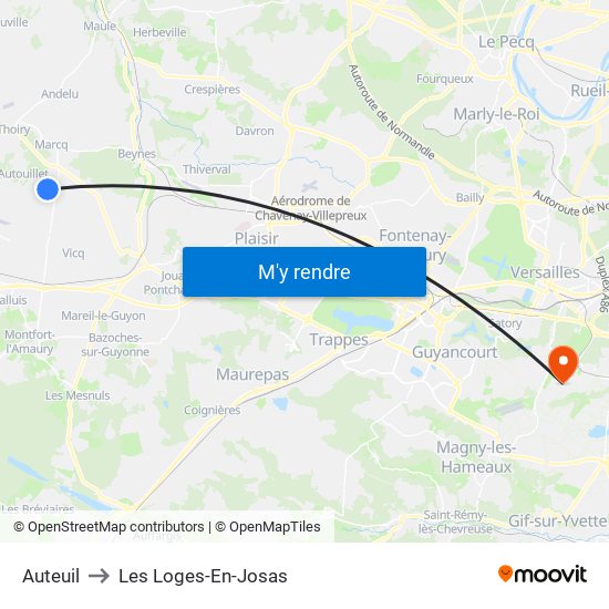 Auteuil to Les Loges-En-Josas map