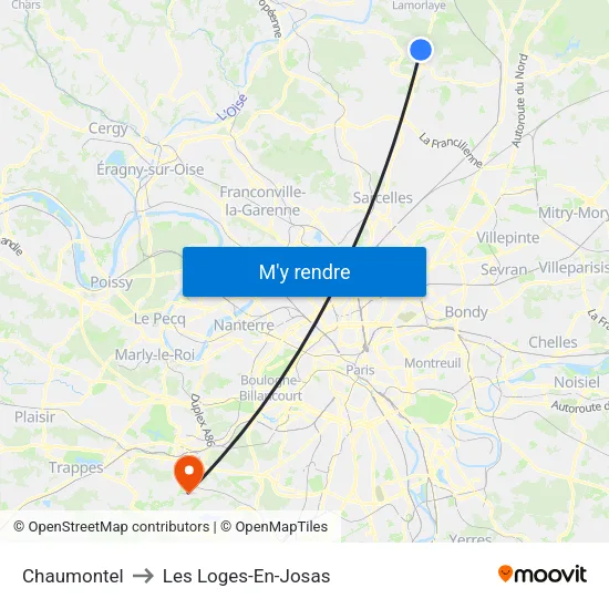 Chaumontel to Les Loges-En-Josas map