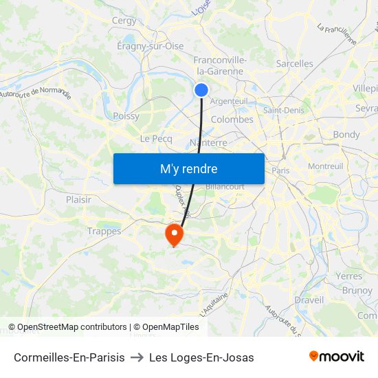 Cormeilles-En-Parisis to Les Loges-En-Josas map