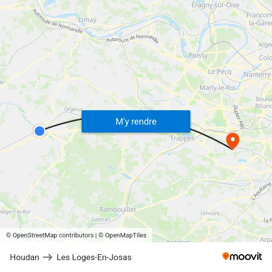 Houdan to Les Loges-En-Josas map