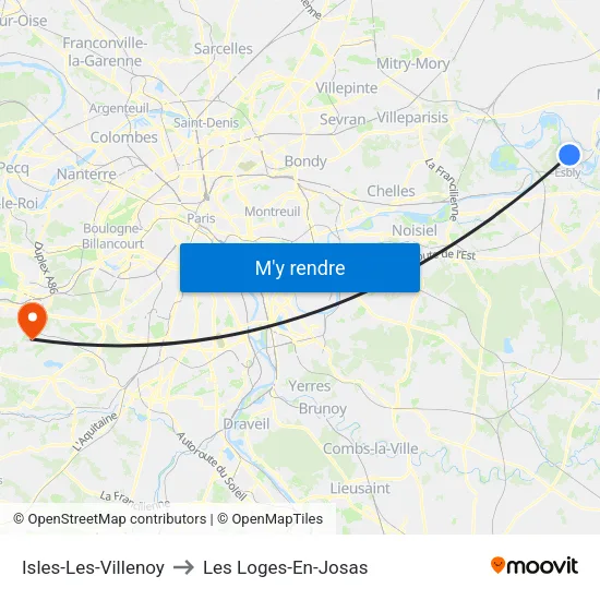 Isles-Les-Villenoy to Les Loges-En-Josas map