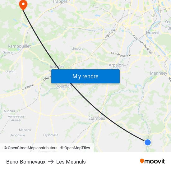 Buno-Bonnevaux to Les Mesnuls map