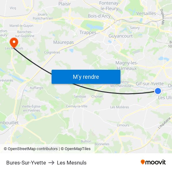 Bures-Sur-Yvette to Les Mesnuls map