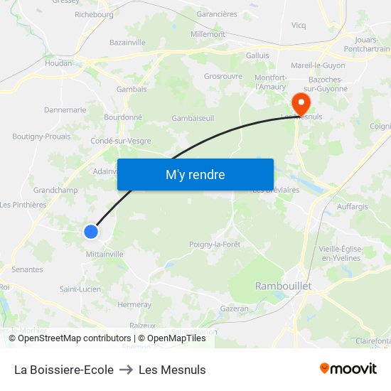 La Boissiere-Ecole to Les Mesnuls map