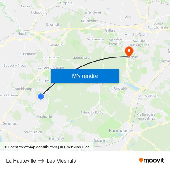 La Hauteville to Les Mesnuls map