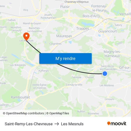 Saint-Remy-Les-Chevreuse to Les Mesnuls map