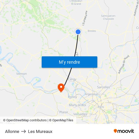Allonne to Les Mureaux map