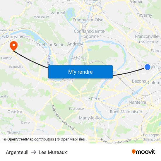 Argenteuil to Les Mureaux map
