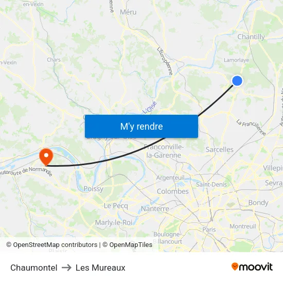 Chaumontel to Les Mureaux map