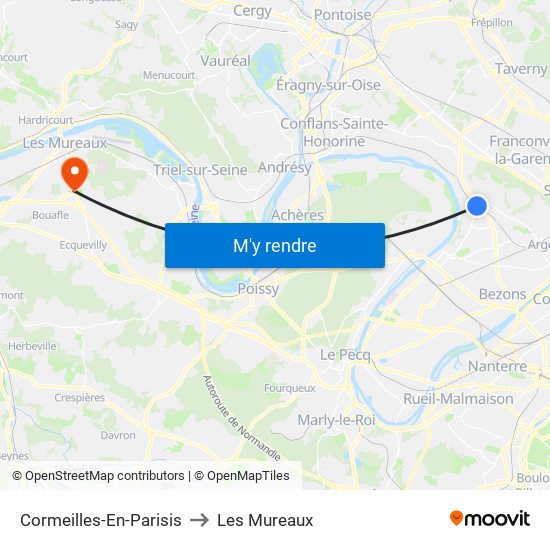 Cormeilles-En-Parisis to Les Mureaux map