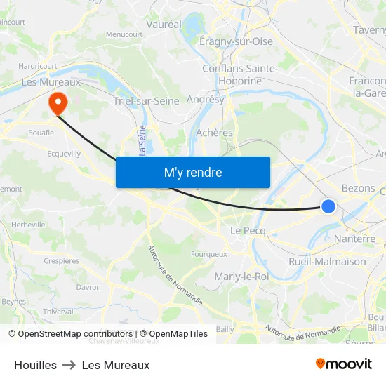 Houilles to Les Mureaux map